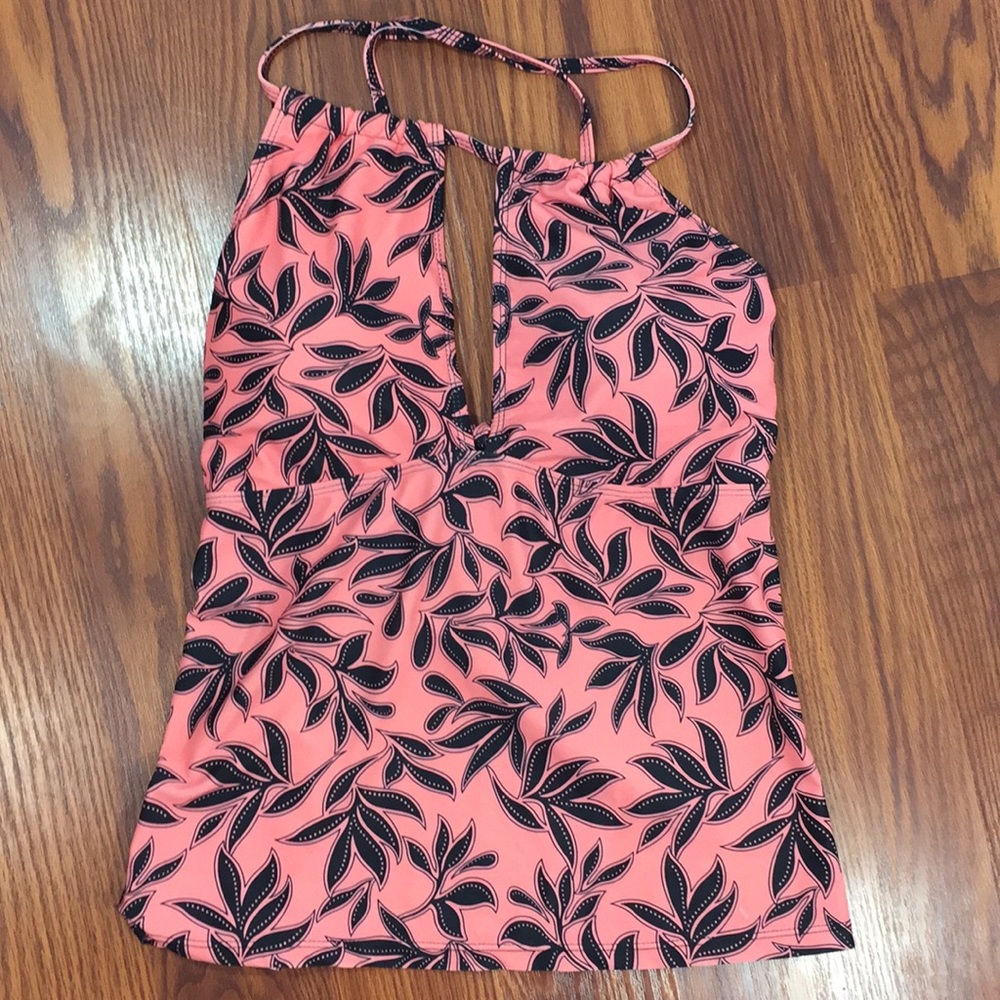 Floral Pink and Black Tankini,